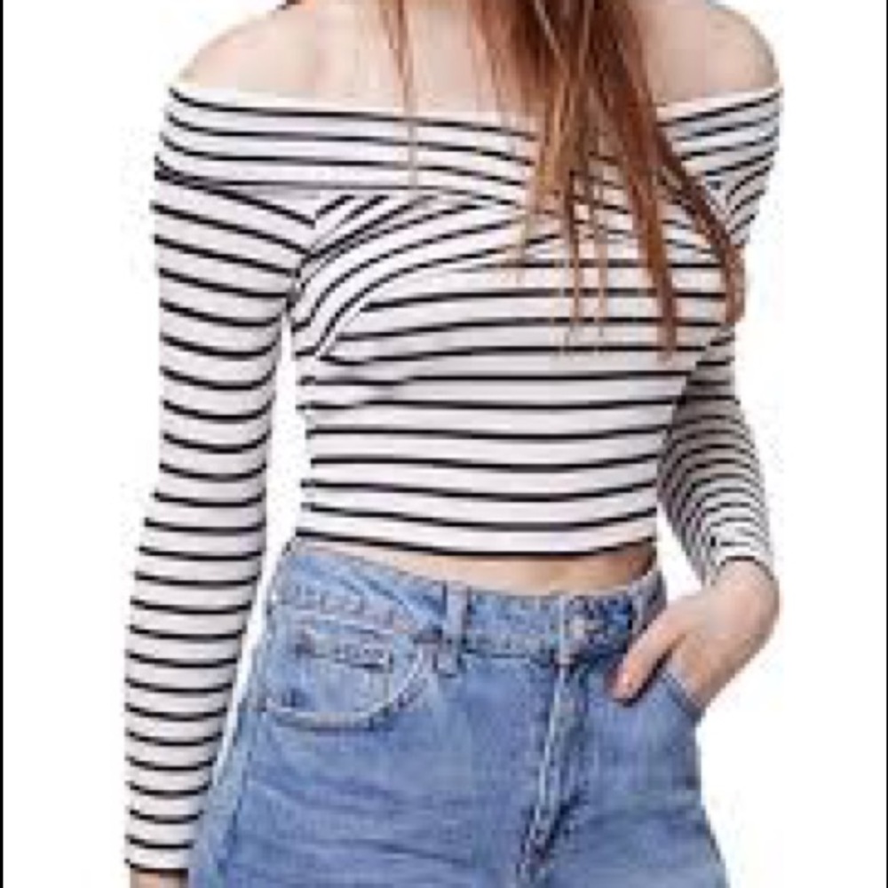 Charlotte Russe Plus Off the Shoulder Stripe Top